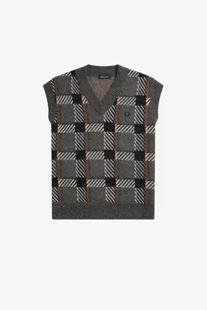 Débardeurs tricotés à motif tartan pour homme