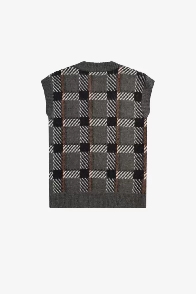 Débardeurs tricotés à motif tartan pour homme
