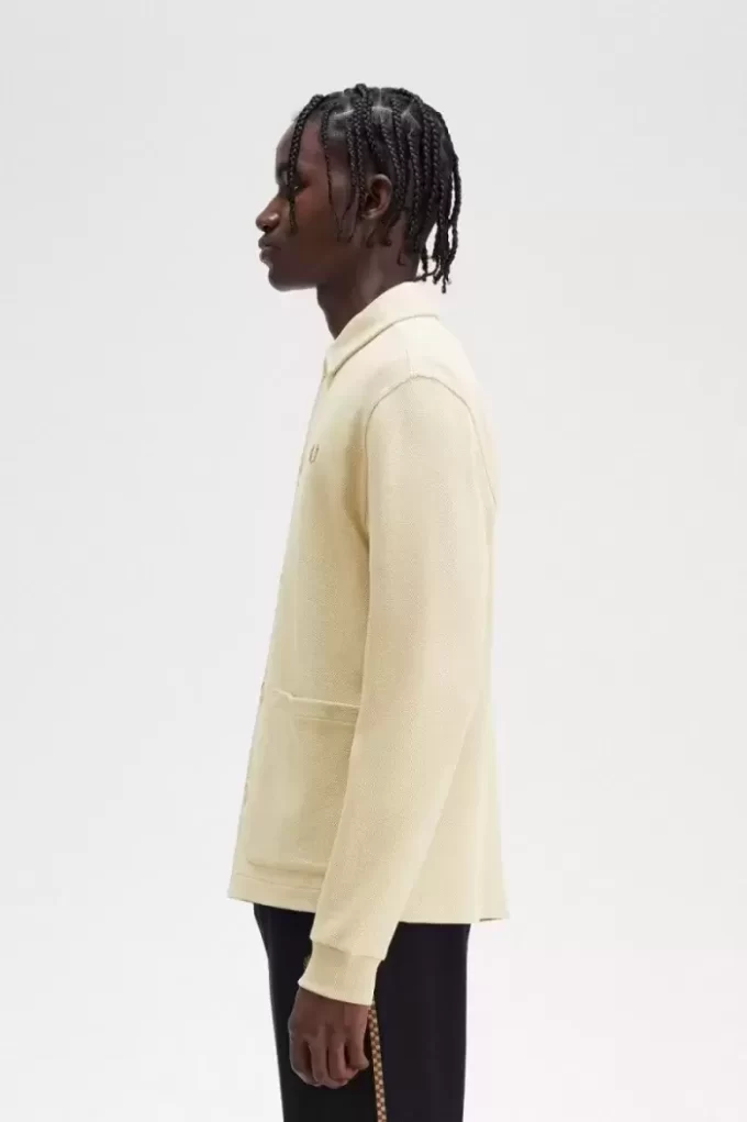 Polo boutonné à manches longues pour homme