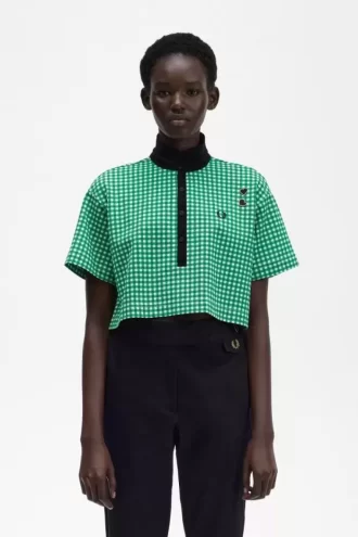 Polo court en piqué vichy pour femme
