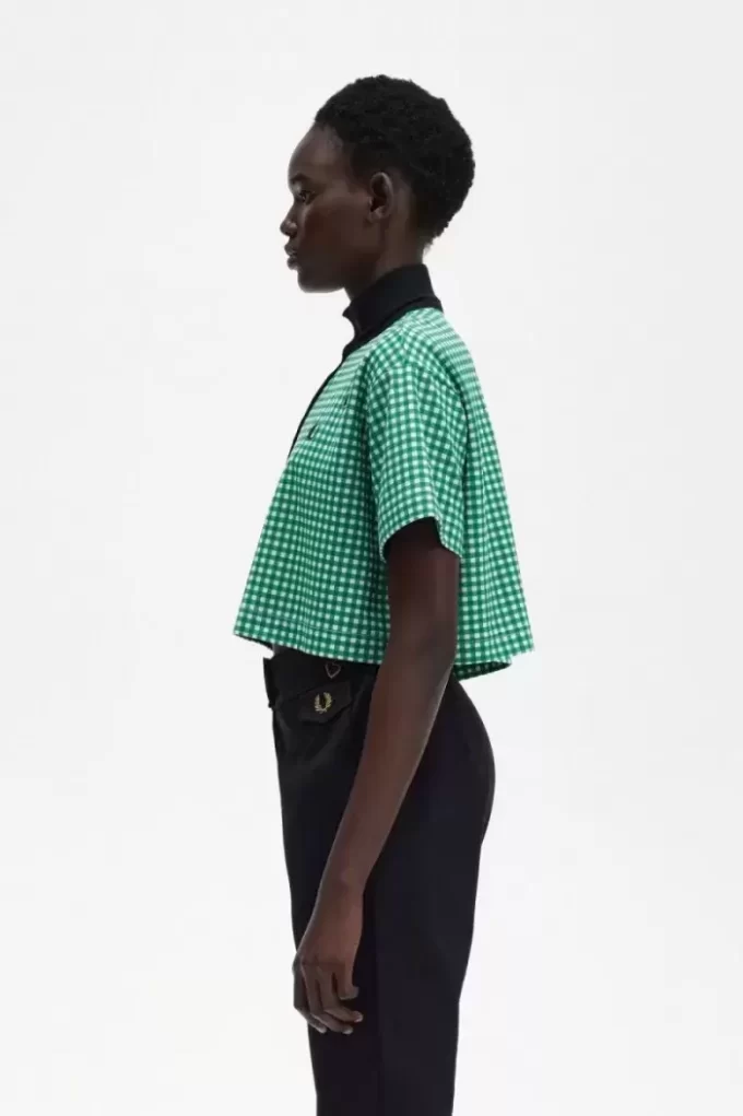 Polo court en piqué vichy pour femme