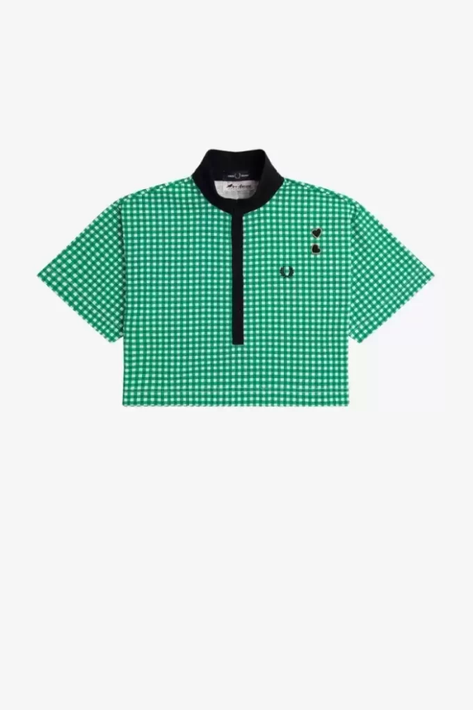 Polo court en piqué vichy pour femme