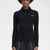 Polo côtelé à manches longues pour femme