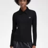 Polo côtelé à manches longues pour femme