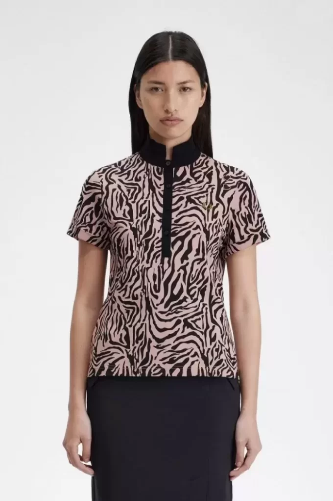 Polo femme à imprimé zèbre