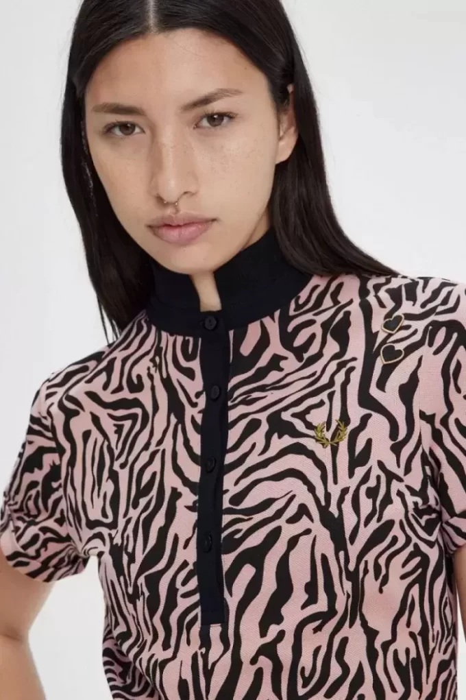 Polo femme à imprimé zèbre