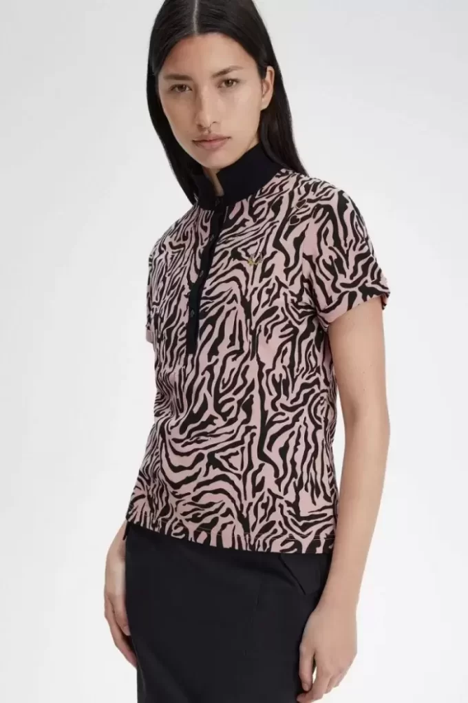 Polo femme à imprimé zèbre
