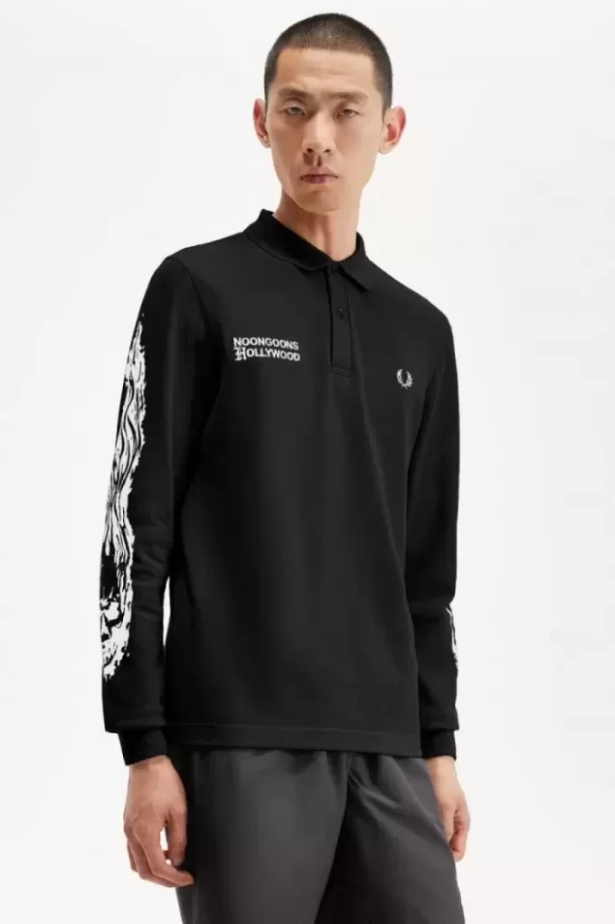 Polo graphique à manches longues Noongoons pour homme
