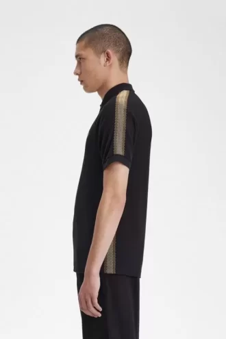 Polo homme à bandes en nid d&rsquo;abeille