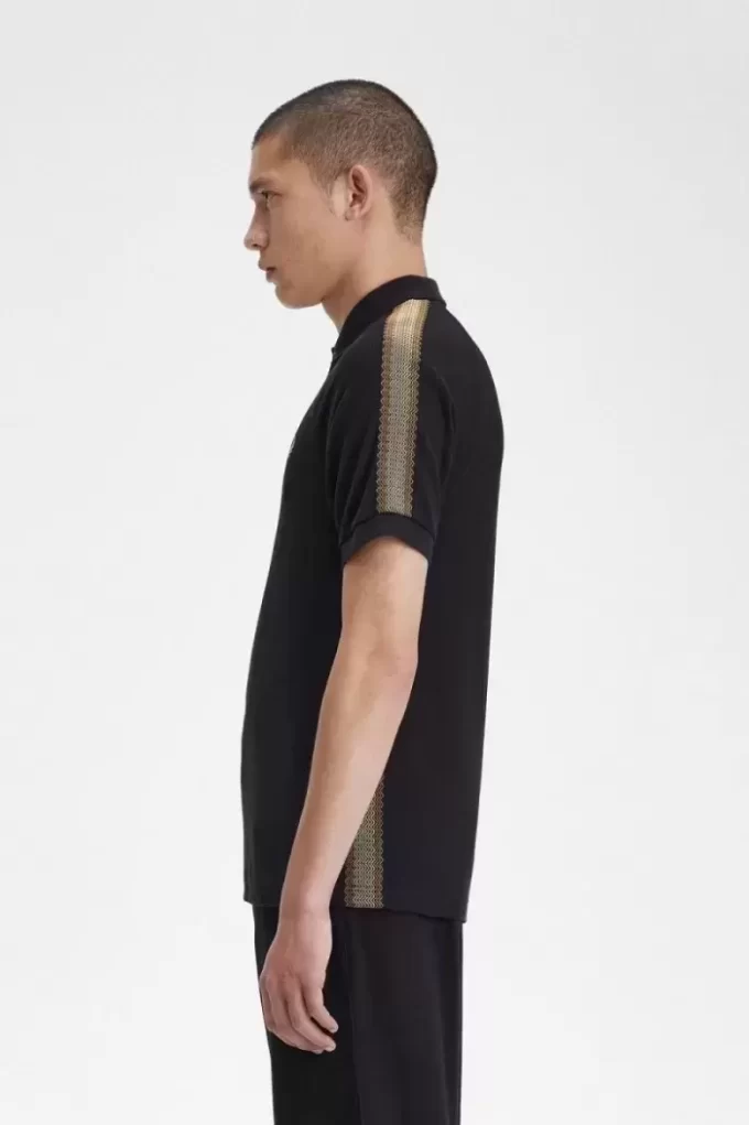 Polo homme à bandes en nid d&rsquo;abeille