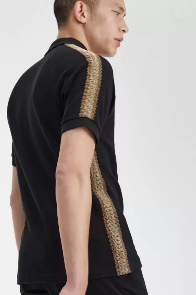 Polo homme à bandes en nid d&rsquo;abeille