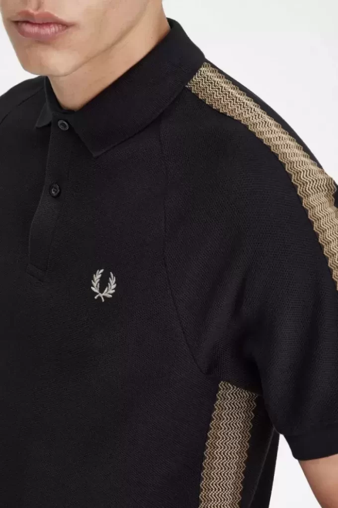 Polo homme à bandes en nid d&rsquo;abeille