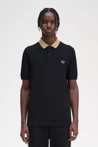 Polo homme à col damier