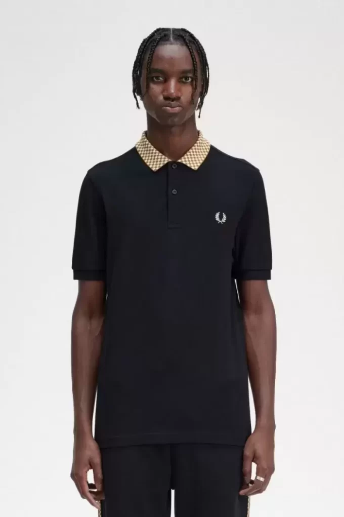 Polo homme à col damier
