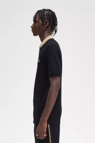Polo homme à col damier