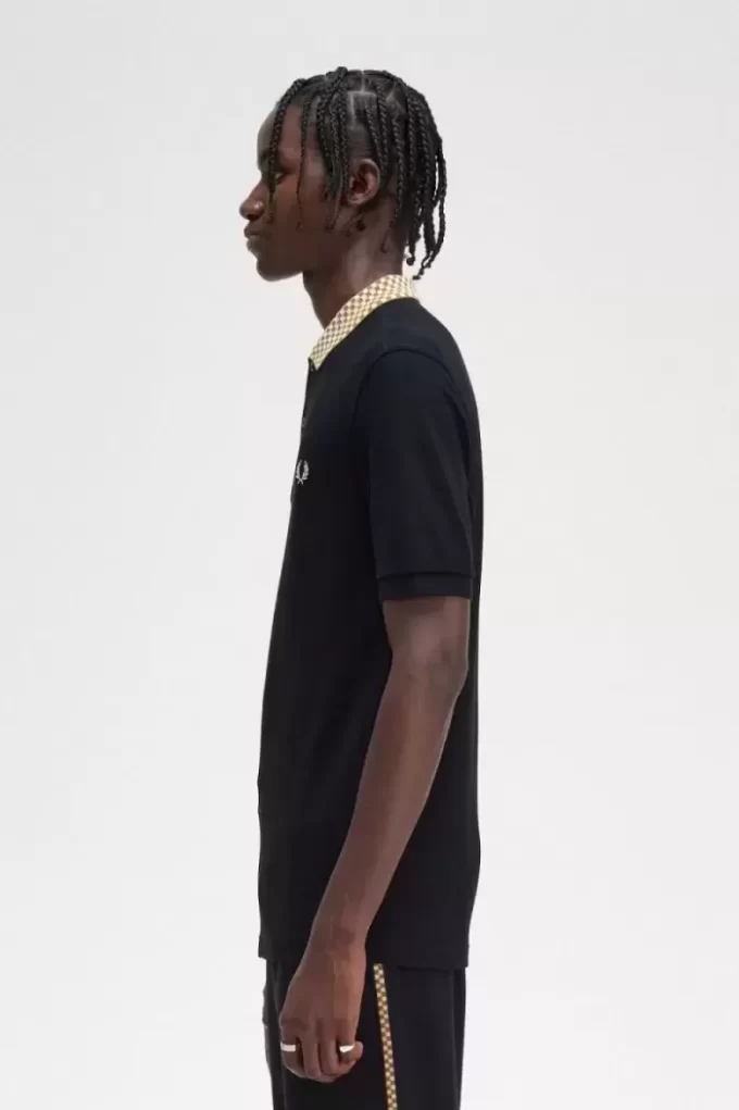Polo homme à col damier