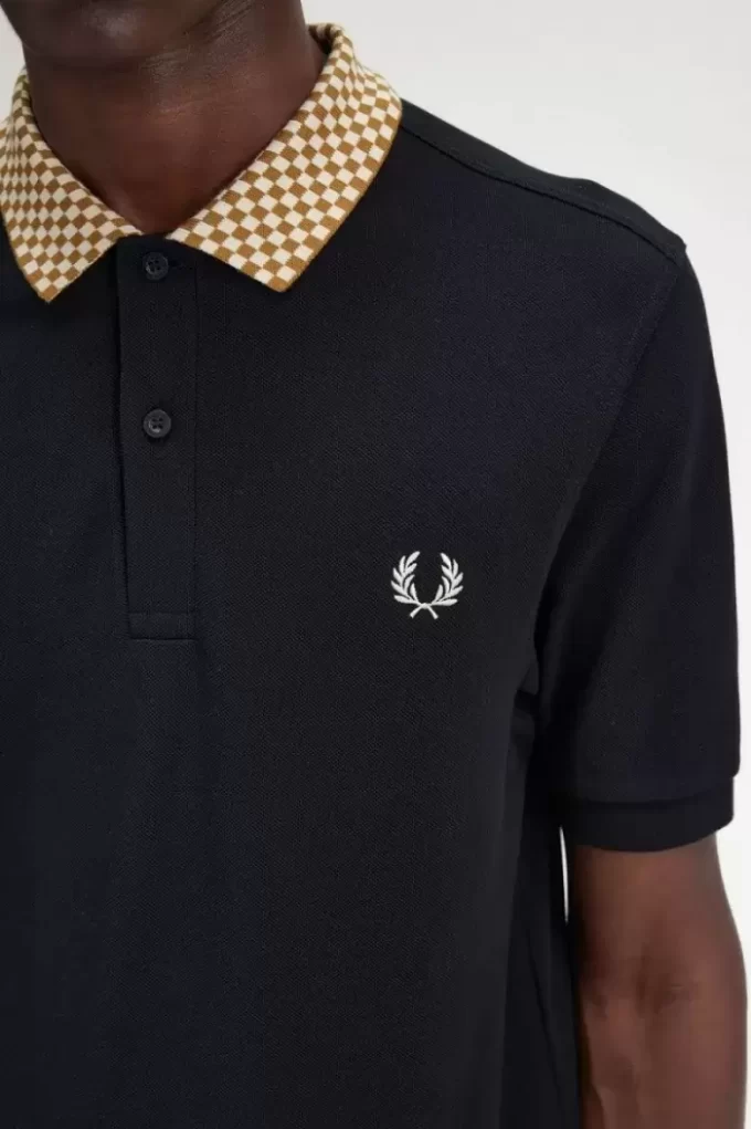 Polo homme à col damier