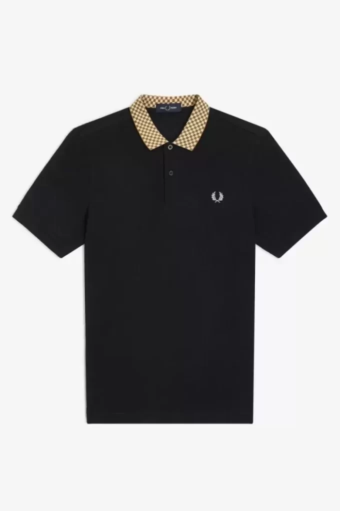 Polo homme à col damier