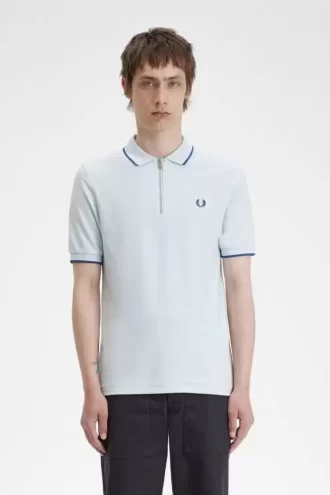 Polo homme en crêpe piqué à col zippé
