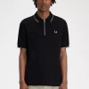 Polo homme en crêpe piqué à col zippé