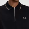 Polo homme en crêpe piqué à col zippé