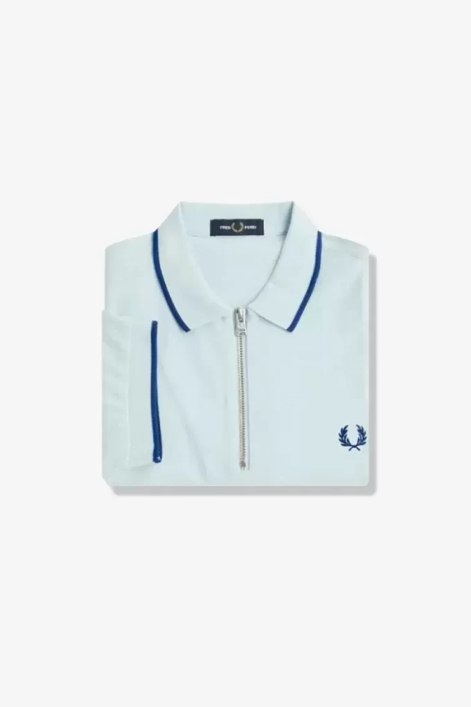 Polo homme en crêpe piqué à col zippé