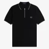 Polo homme en crêpe piqué à col zippé