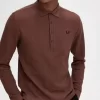 Polo à manches longues en coton nid d&rsquo;abeille pour homme
