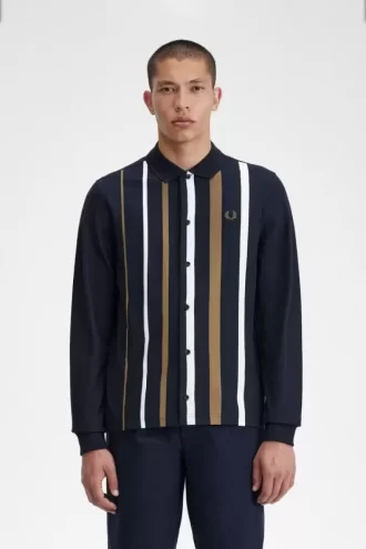 Polo à manches longues et rayures dégradées pour homme
