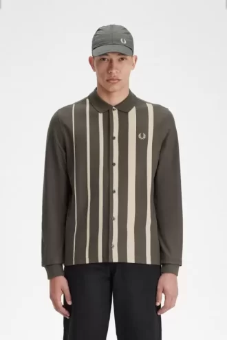 Polo à manches longues et rayures dégradées pour homme
