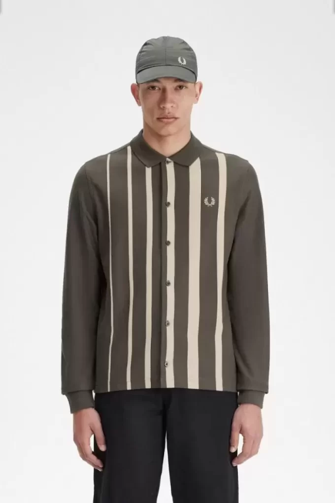 Polo à manches longues et rayures dégradées pour homme