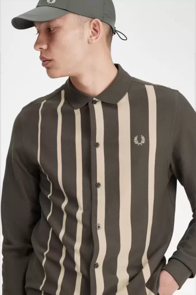 Polo à manches longues et rayures dégradées pour homme
