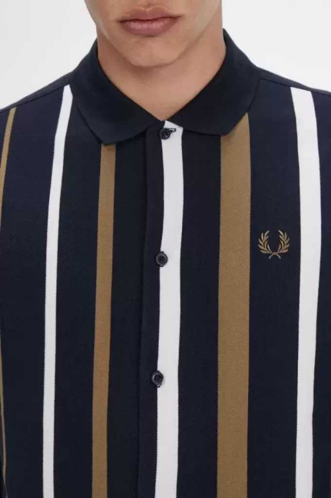 Polo à manches longues et rayures dégradées pour homme