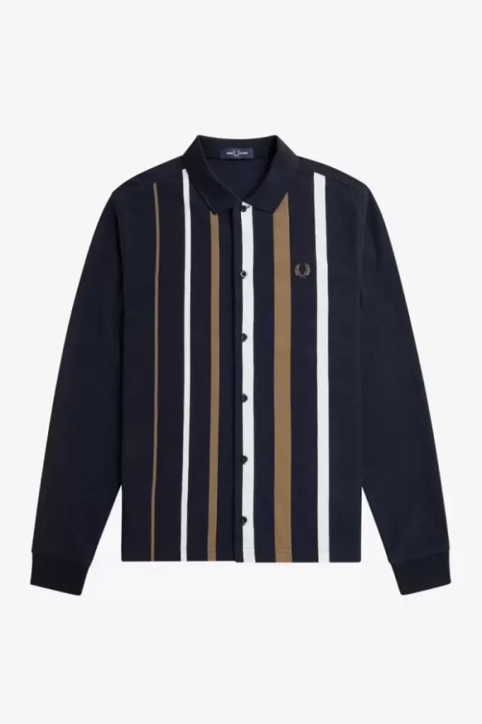 Polo à manches longues et rayures dégradées pour homme