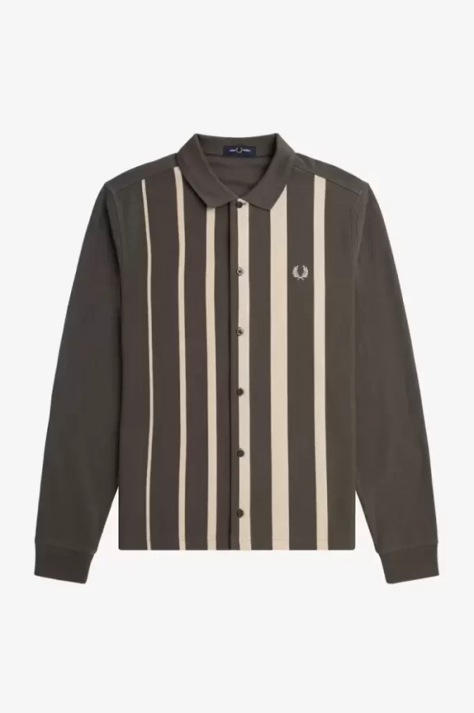 Polo à manches longues et rayures dégradées pour homme