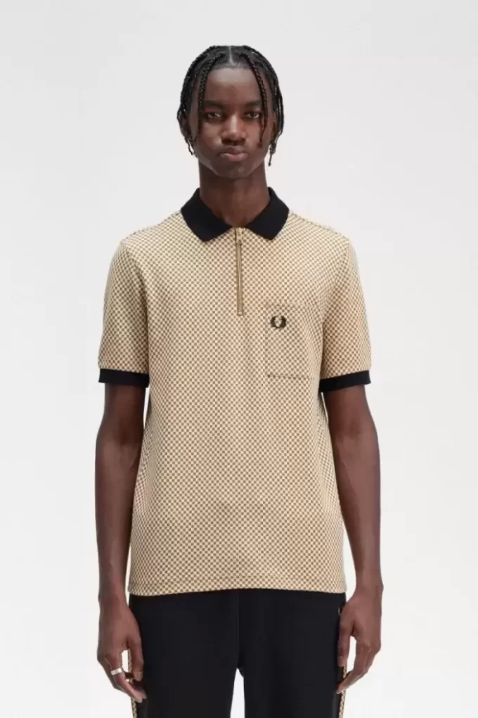 Polo à micro-damier pour homme
