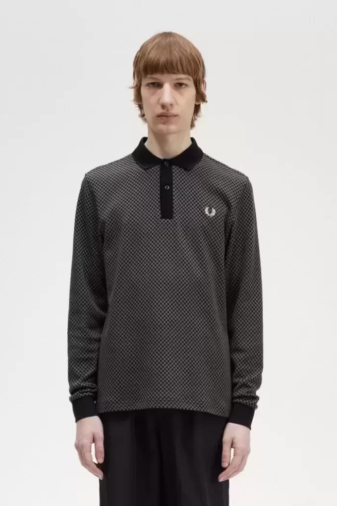 Polo à micro-damier pour homme