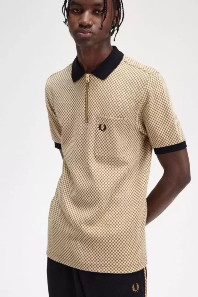 Polo à micro-damier pour homme