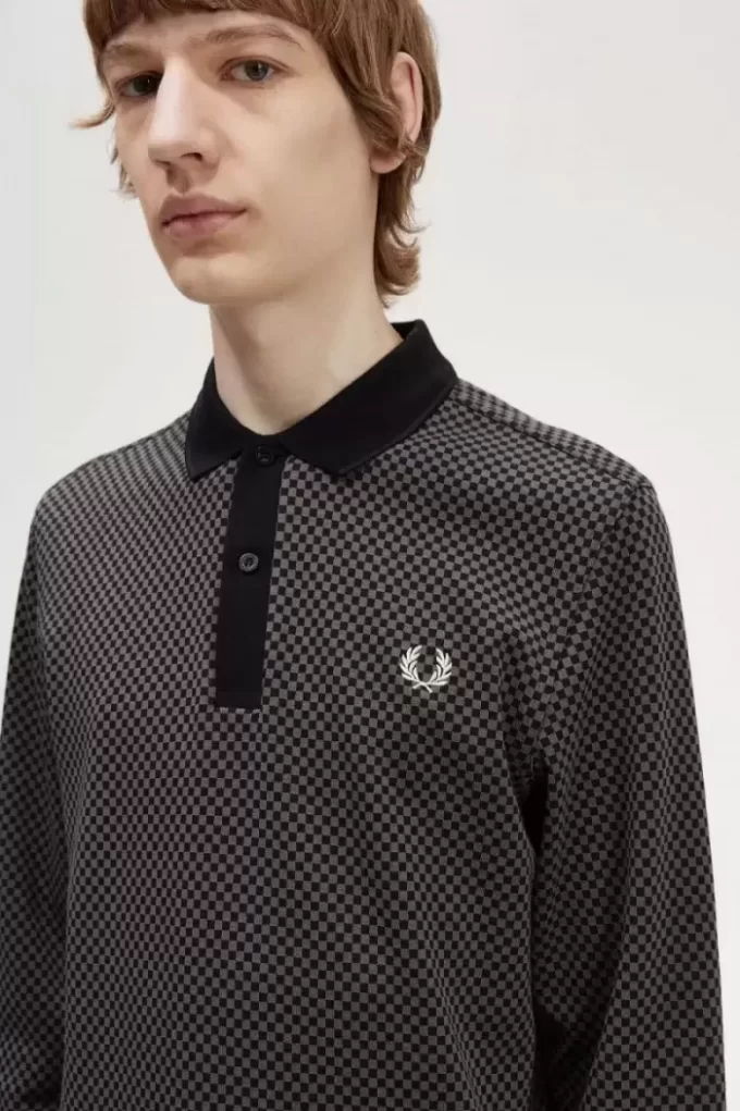 Polo à micro-damier pour homme