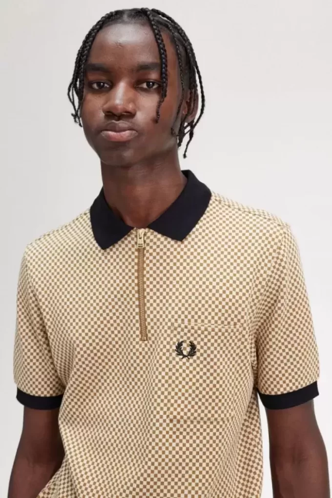 Polo à micro-damier pour homme