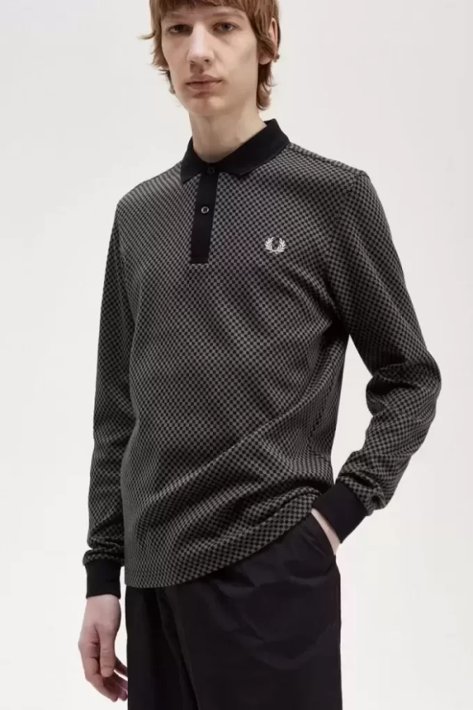 Polo à micro-damier pour homme