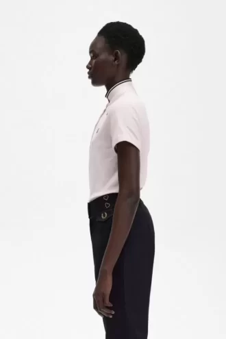 Polo piqué à liseré pour femme