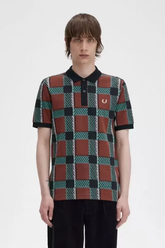Polo tartan à motif Glitch pour homme