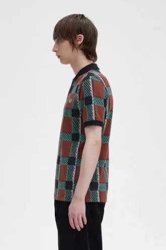 Polo tartan à motif Glitch pour homme