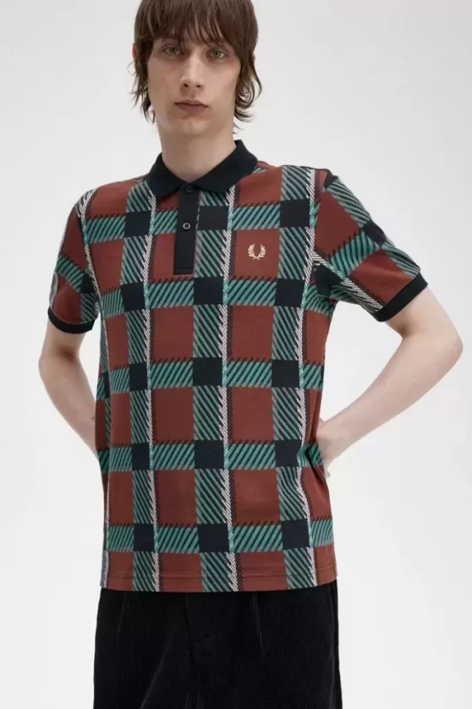 Polo tartan à motif Glitch pour homme