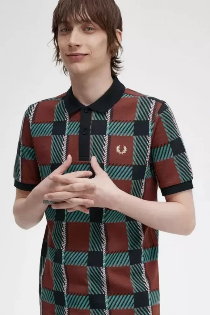 Polo tartan à motif Glitch pour homme