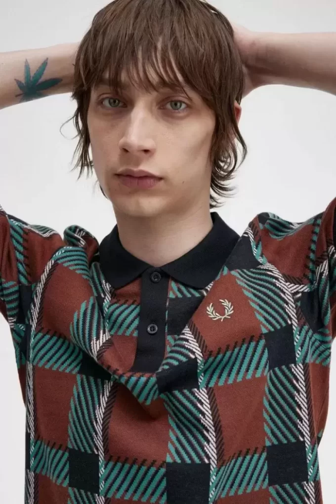 Polo tartan à motif Glitch pour homme