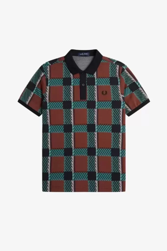 Polo tartan à motif Glitch pour homme