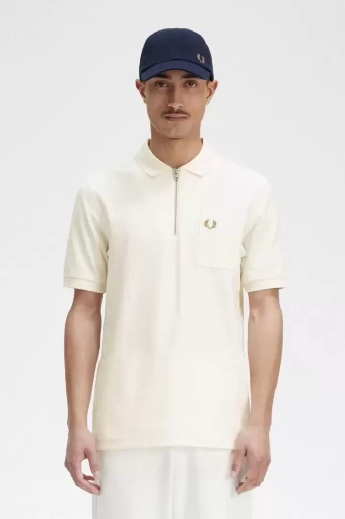 Polo texturé à col zippé pour homme