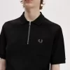 Polo texturé à col zippé pour homme